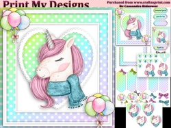unicorn Happy birthday card with numbers