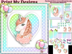 unicorn Happy birthday card with numbers
