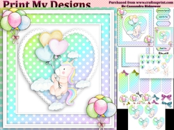 unicorn Happy birthday card with numbers
