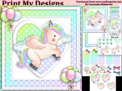 unicorn Happy birthday card with numbers