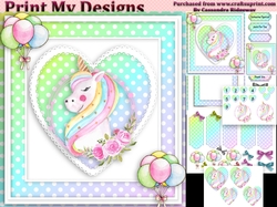 unicorn Happy birthday card with numbers