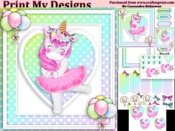 unicorn Happy birthday card with numbers