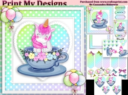 unicorn Happy birthday card with numbers