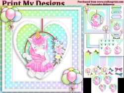 unicorn Happy birthday card with numbers
