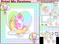 unicorn Happy birthday card with numbers