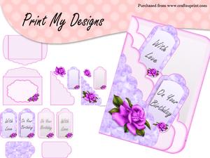 Pink Rose Scalloped Pocket Card Kit