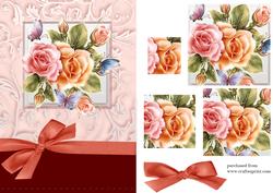 Floral Butterfly Rose Pyramage Card
