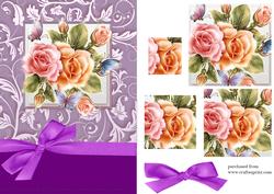 Floral Butterfly Rose Pyramage Card