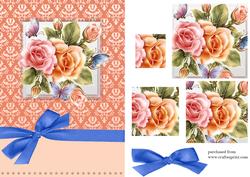 Floral Butterfly Rose Pyramage Card
