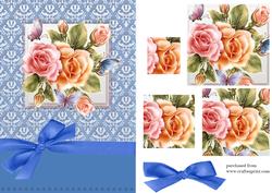 Floral Butterfly Rose Pyramage Card