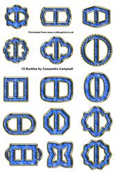 15 Buckle Embellishments Blue Gold