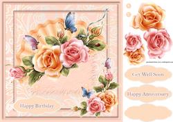 Roses 8in x 8in Decoupage