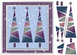 Three Christmas Trees Decoupage