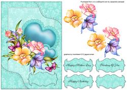 Floral Card Front Mothers Day, Birthday