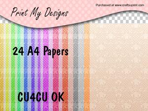 24 Damask Style A4 Papers