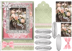 Shabby Chic Quick Card with gems tag, and lace