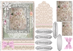 Shabby Chic Quick Card with gems tag, and lace