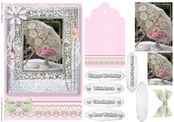 Shabby Chic Quick Card with gems tag, and lace