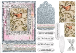 Shabby Chic Quick Card with gems tag, and lace