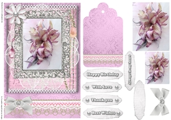 Shabby Chic Quick Card with gems tag, and lace