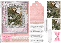 Shabby Chic Quick Card with gems tag, and lace