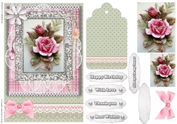 Shabby Chic Quick Card with gems tag, and lace