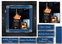 Fathers day leather and denim quick cards