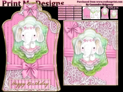 ladies multi purpose tag card Happy Birthday thank you