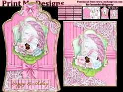 ladies multi purpose tag card Happy Birthday thank you