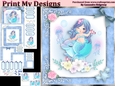 birthday card with cute flowers mermaid
