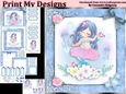 birthday card with cute flowers mermaid