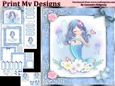 birthday card with cute flowers mermaid