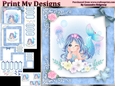 birthday card with cute flowers mermaid