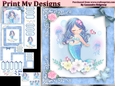 birthday card with cute flowers mermaid