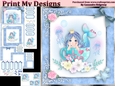 birthday card with cute flowers mermaid