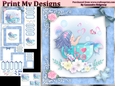 birthday card with cute flowers mermaid