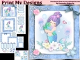 birthday card with cute flowers mermaid