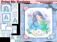 birthday card with cute flowers mermaid