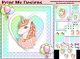 unicorn Happy birthday card with numbers