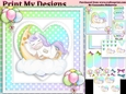 unicorn Happy birthday card with numbers