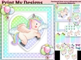 unicorn Happy birthday card with numbers
