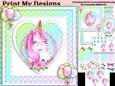 unicorn Happy birthday card with numbers