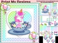 unicorn Happy birthday card with numbers