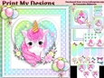 unicorn Happy birthday card with numbers