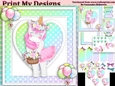 unicorn Happy birthday card with numbers