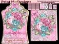ladies multi purpose tag card Happy Birthday thank you