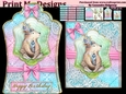 ladies multi purpose tag card Happy Birthday thank you
