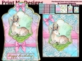 ladies multi purpose tag card Happy Birthday thank you