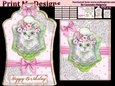 ladies multi purpose tag card Happy Birthday thank you