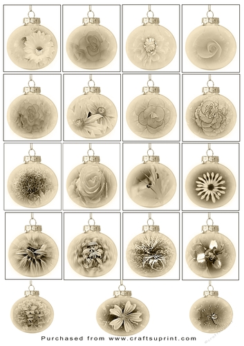 Christmas Tags/Labels Flower Baubles